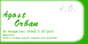 agost orban business card